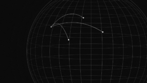 Globe with connecting routes, black and white illustration