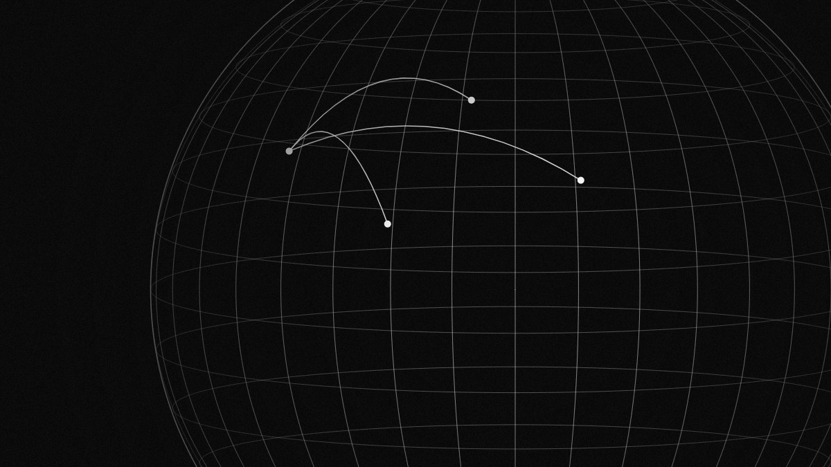 Globe with connecting routes, black and white illustration